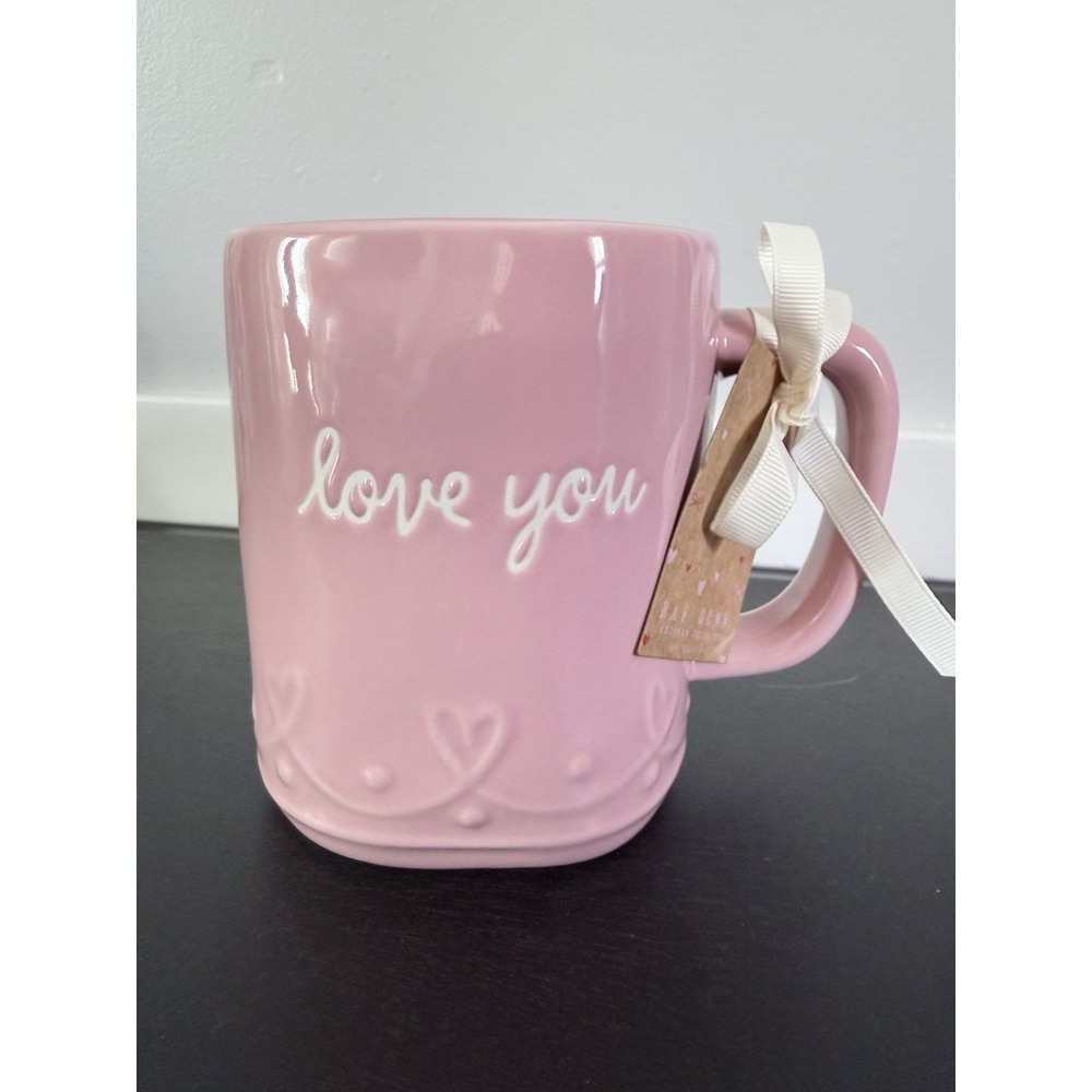 Rae Dunn Pink LOVE YOU Mug With Hearts Valentines 2025 NEW‎